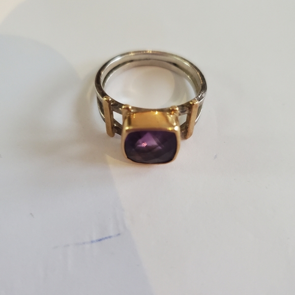 Beautiful Amethyst 10k Gold & Silver Ring Size 7.5 - Picture 2 of 4